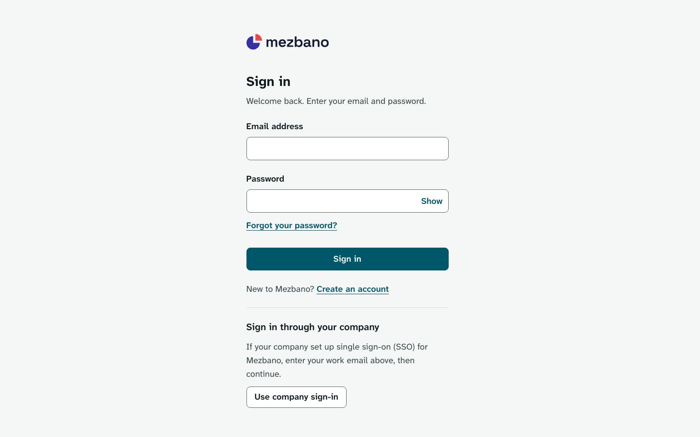 The sign-in page on a desktop, with the option to use company sign-in.